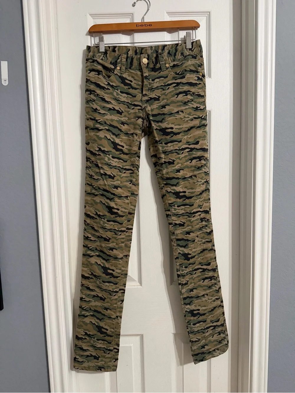 Tory Burch Skinny Camo Jeans in Olive and Black